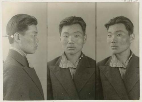 Studio portrait of a man, three views