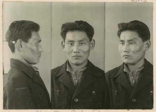 Studio portrait of a man, three views