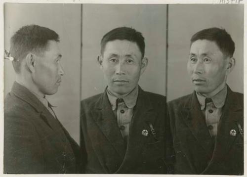 Studio Portrait of a man, three views