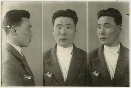 Studio Portrait of a man, three views