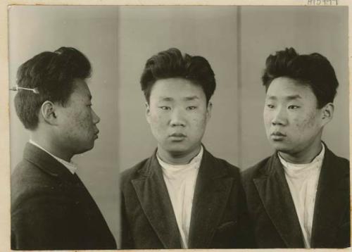 Studio Portrait of a man, three views