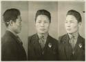 Studio Portrait of a man, three views