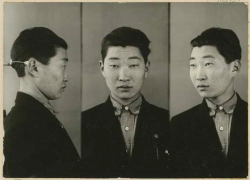 Studio portrait of a man, three views