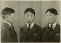 Studio portrait of a man, three views