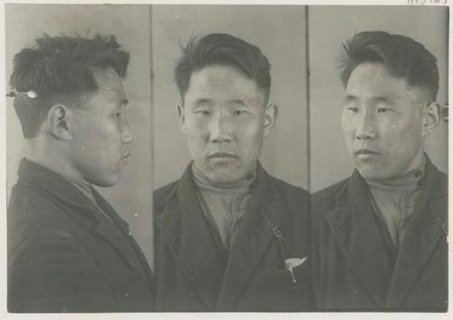 Studio portrait of a man, three views