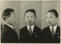 Studio portrait of a man, three views