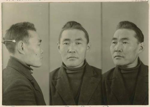 Studio portrait of a man, three views