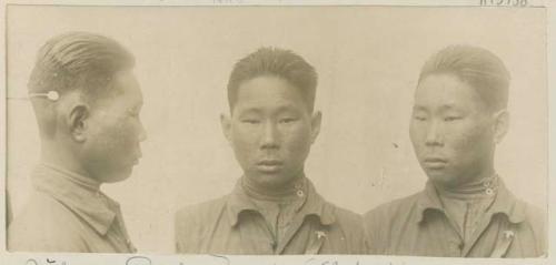 Studio Portrait of a man, three views