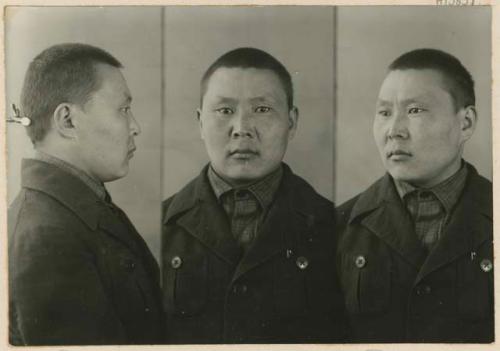 Studio portrait of a man, three views