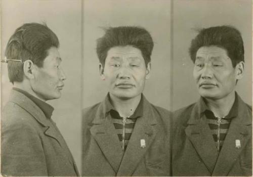 Studio portrait of a man, three views