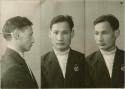 Studio portrait of a man, three views