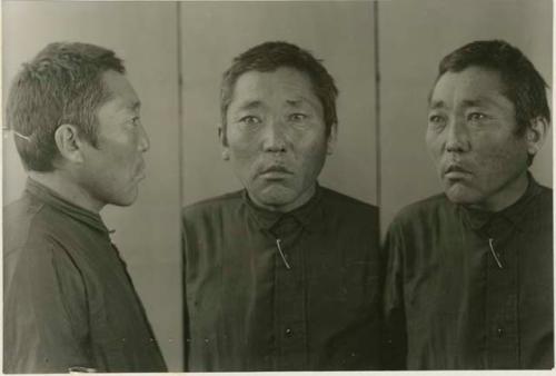 Studio portrait of a man, three views