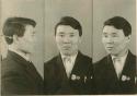 Studio portrait of a man, three views