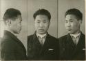 Studio portrait of a man, three views