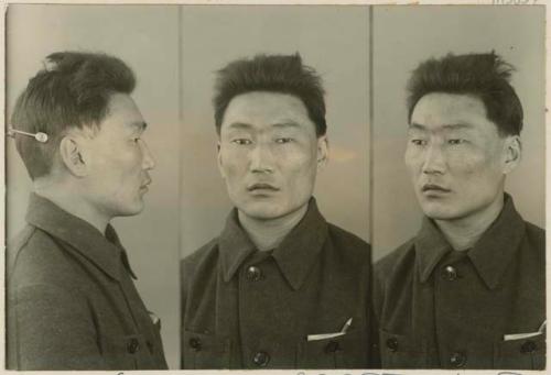 Studio portrait of a man, three views