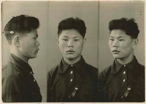 Studio portrait of a man, three views