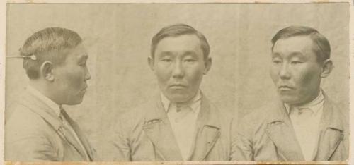 Studio portrait of a man, three views