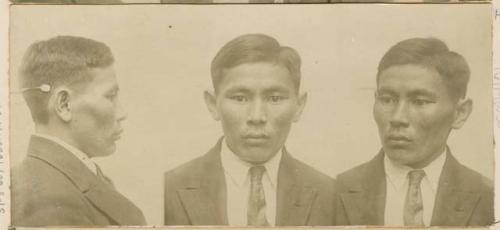 Studio portrait of a man, three views