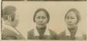 Studio portrait of a woman, three views