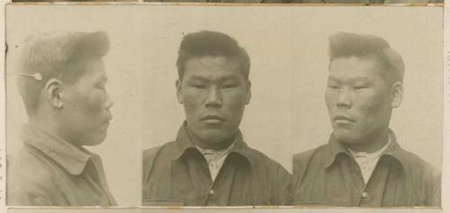 Studio portrait of a man, three views