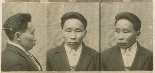 Studio portrait of a man, three views