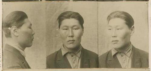 Studio portrait of a man, three views