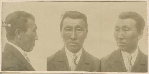 Studio portrait of a man, three views