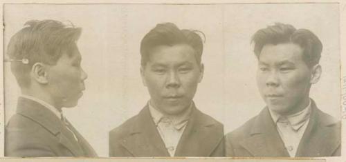 Studio portrait of a man, three views