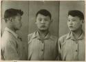 Studio portrait of a man, three views