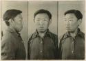 Studio portrait of a man, three views