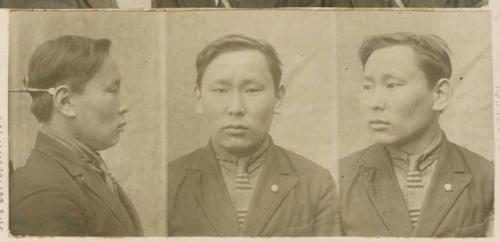 Studio portrait of a man, three views