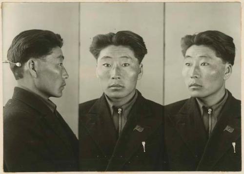 Studio portrait of a man, three views