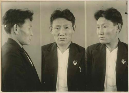 Studio portrait of a man, three views