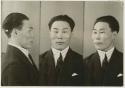 Studio portrait of a man, three views