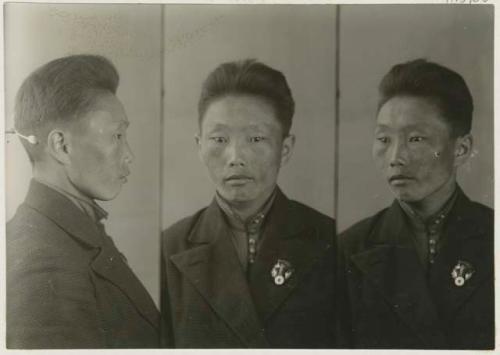 Studio portrait of a man, three views