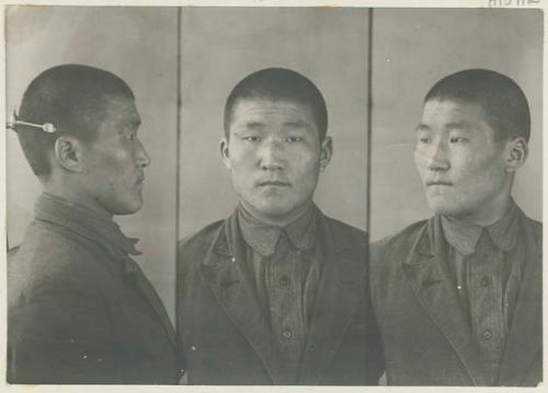 Studio portrait of a man, three views