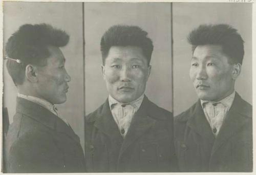 Studio portrait of a man, three views