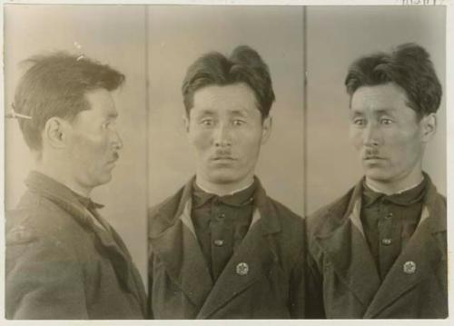 Studio portrait of a man, three views