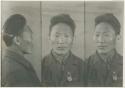 Studio portrait of a man, three views