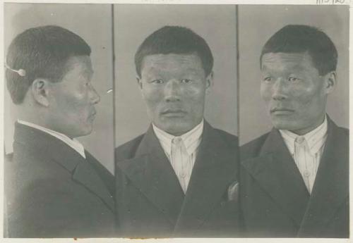 Studio portrait of a man, three views