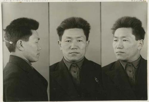 Studio portrait of a man, three views