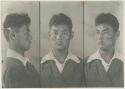 Studio portrait of a man, three views