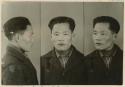 Studio portrait of a man, three views