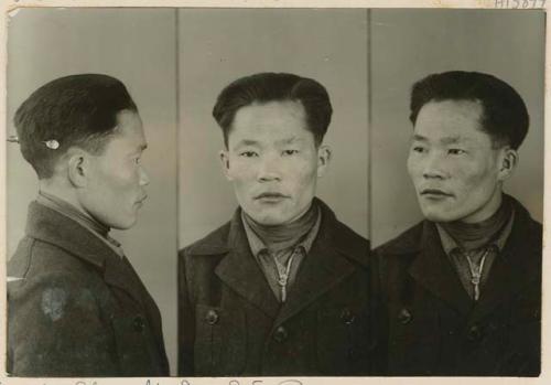 Studio portrait of a man, three views