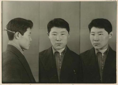 Studio portrait of a man, three views