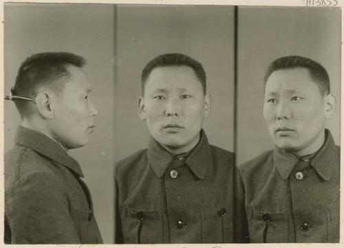 Studio portrait of a man, three views