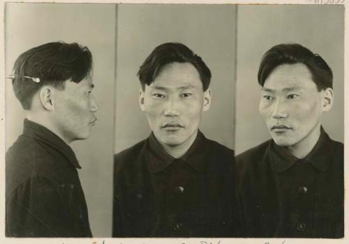 Studio portrait of a man, three views