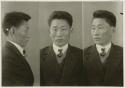 Studio portrait of a man, three views