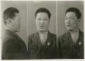 Studio portrait of a man, three views