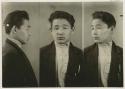 Studio portrait of a man, three views